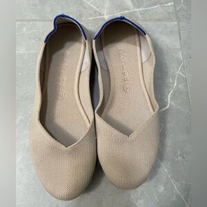 Rothy's Beige and Blue Trim Flats